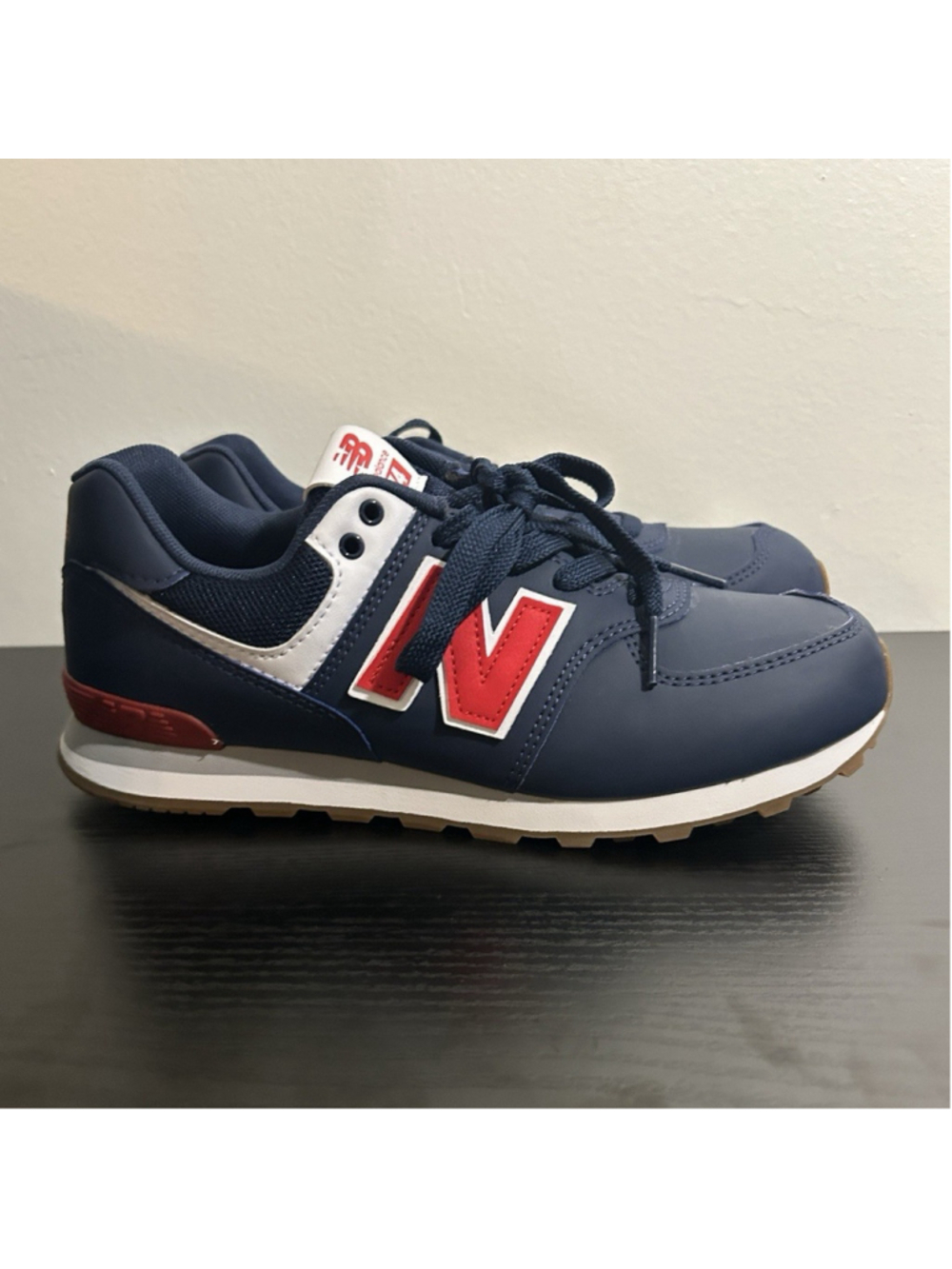 NIB New Balance Kids 574 Classic Blue Red Sneakers GC574NF Size US 5.5Y EUR 38